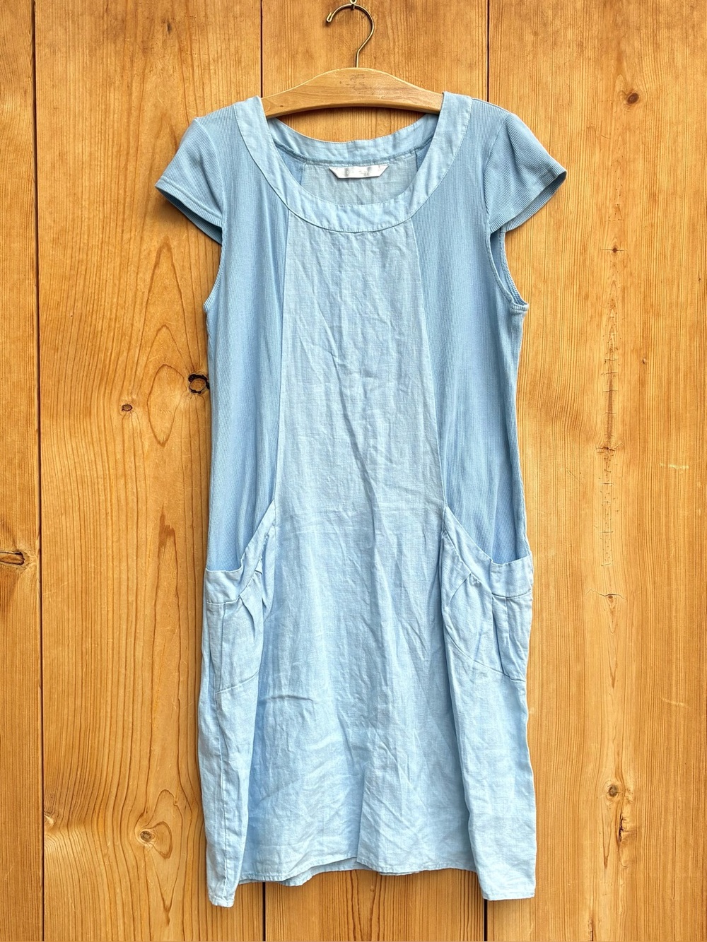 Luna Luz Linen Blue Sheath Dress Sz Medium